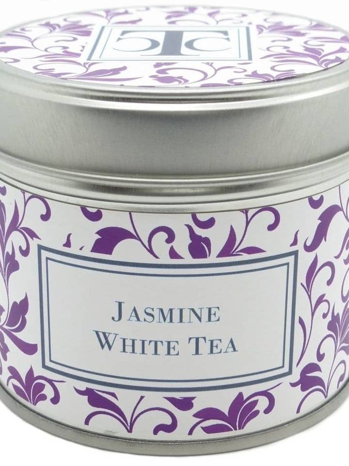 Lata de vela perfumada de chá branco de jasmim 35 horas por atacado de The Candle Company