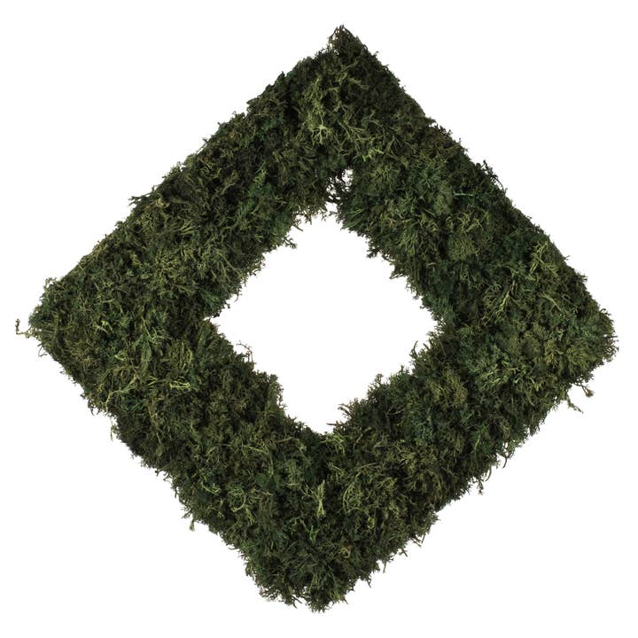 Dark Green Vickerman 15 .5" Artificial Reindeer Moss Square Wreath. for wholesale on Faire