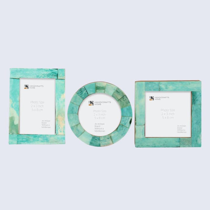 Baby Picture Frames Bone Inlay Collection in Green, Set of 3 for wholesale by Muqeem & Brothers