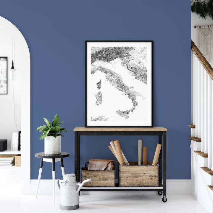 Italy Topography Map - Poster Print, Canvas, Digital Art for wholesale by Nativah Chaya
