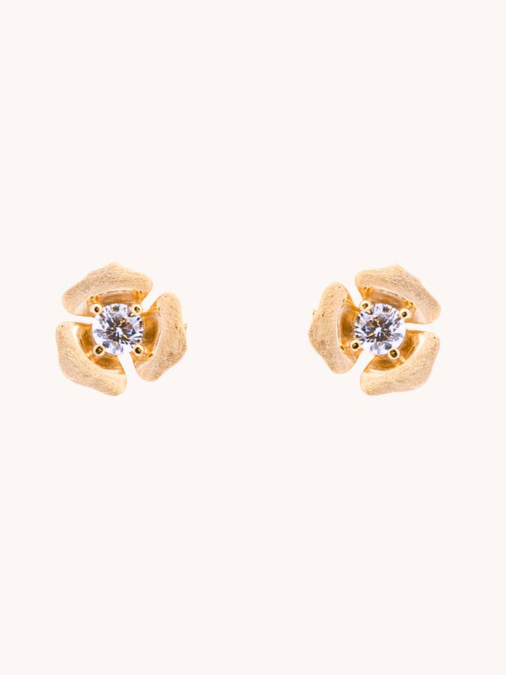 Floral Gold Earrings Rose Nature Inspired Stocking Stuffer for wholesale by Gratinsta