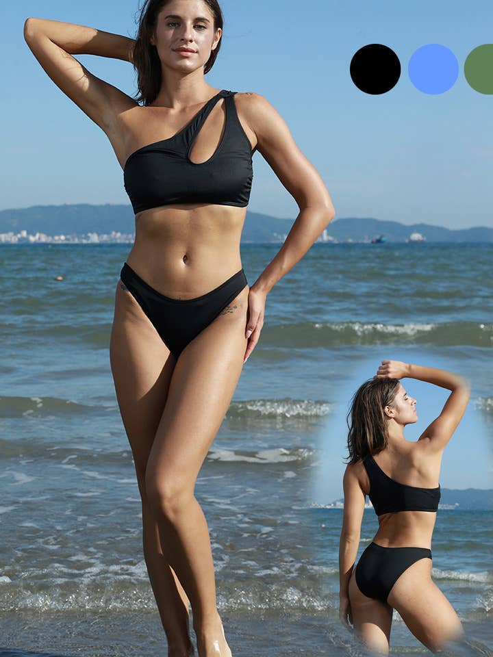 Bikini set, swimsuit, Solid Color One Shoulder for wholesale by Marine