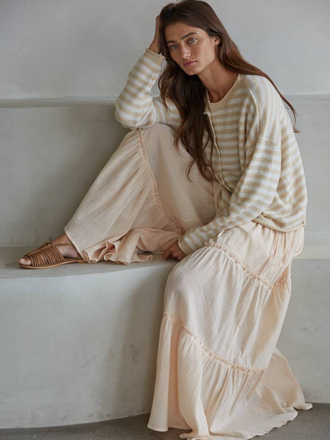 By Together - Wholesale Knit Sweater - Women's - W2537 | Knit Polyester Acrylic Striped Sweater Cardigan 2