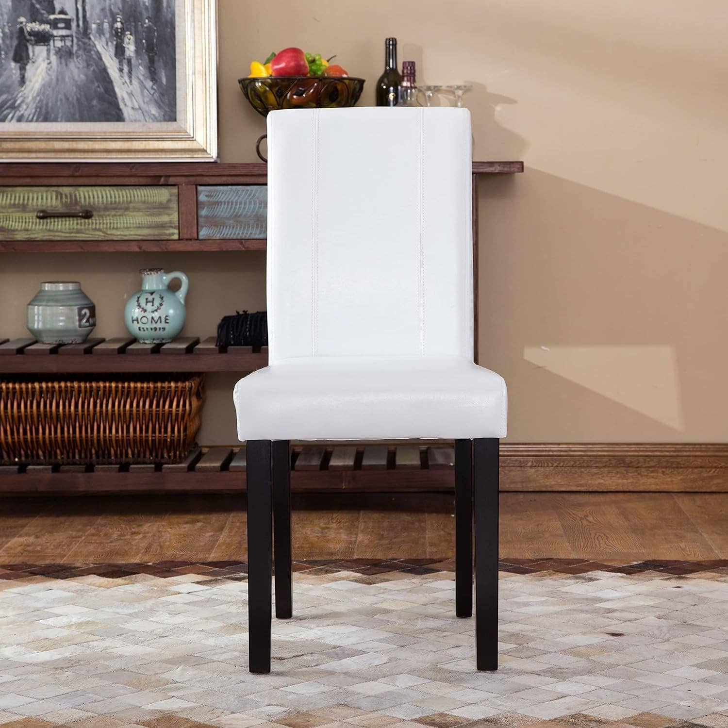 Off White Leatherette Padded Parson Chair Set of 2 for wholesale on Faire6