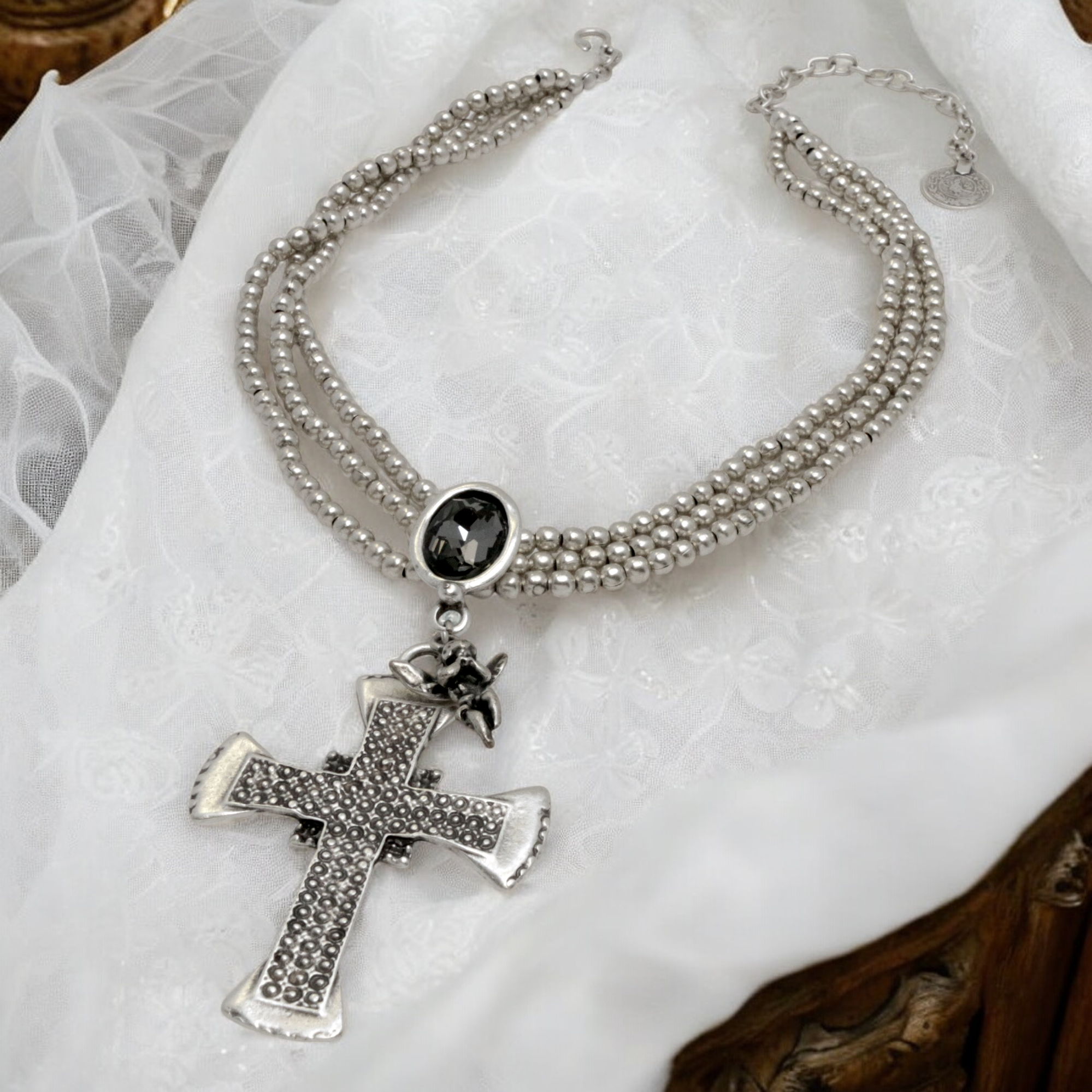 The Ancient Bazaar Jewelry & Accessories - Venta al por mayor Gargantilla ancha - N.º de artículo 1581-75G - Collar de peltre  3