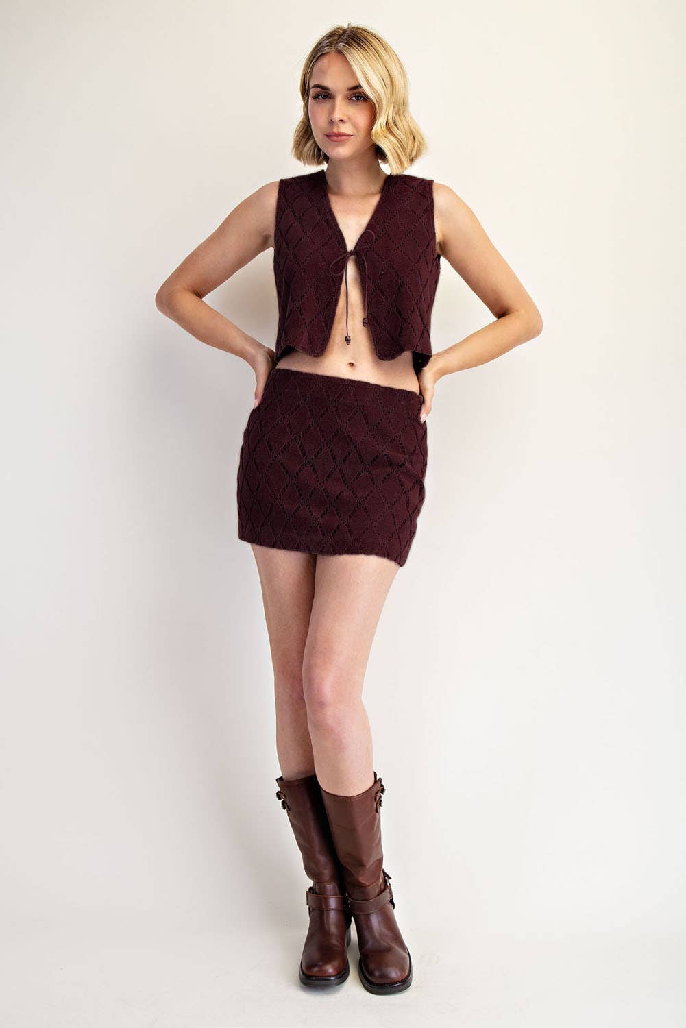 Edit by Nine - Wholesale Skirt - Women's - Patterned Faux Suede Mini Skirt7