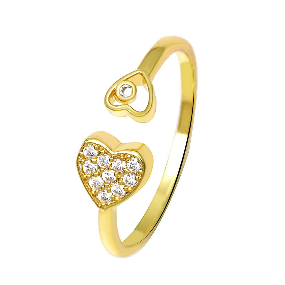 Gemscape UK – wholesale Multi-stone ring – Twin Heart Open Ring - Gold
