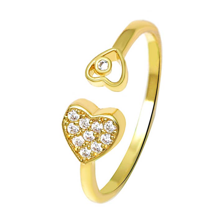 Gemscape UK – wholesale Multi-stone ring – Twin Heart Open Ring - Gold0