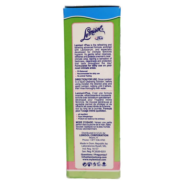 KT Supply - Wholesale Intimate Cleanser/Wipe - Lemisol Plus Feminine Wash Gentle Daily Cleanser, 4 Oz.