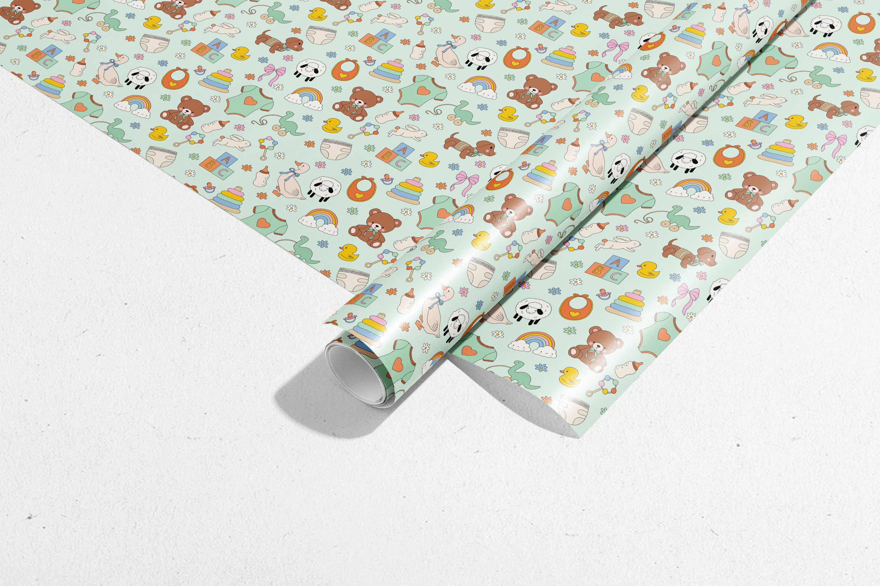 Illustrating Amy - Wholesale Wrapping Paper Roll - Baby Celebration Gift Wrap Rolls 4