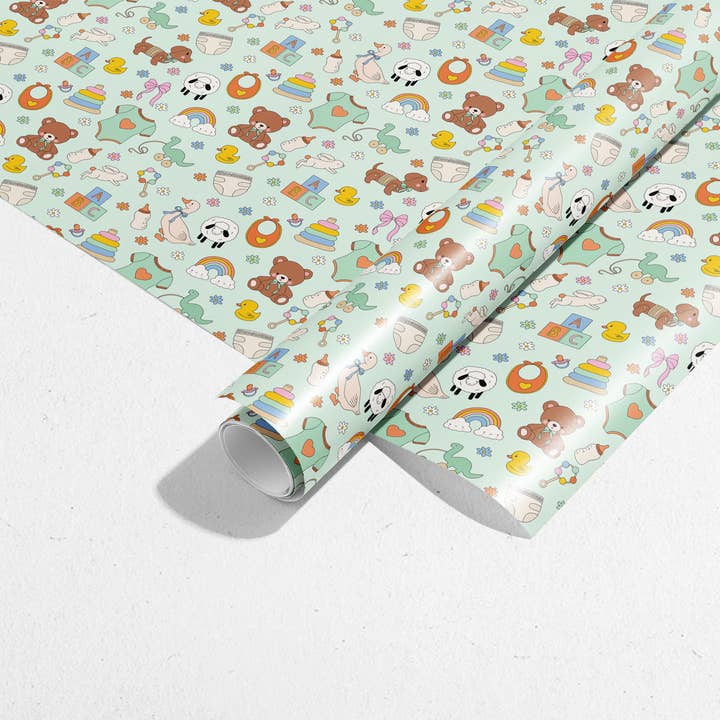 Illustrating Amy - Wholesale Wrapping Paper Roll - Baby Celebration Gift Wrap Rolls 4