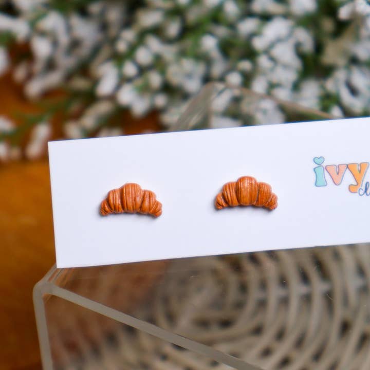 Ivy Lane Clay Co. - Wholesale Stud/Post Earrings - Croissant Stud Earrings