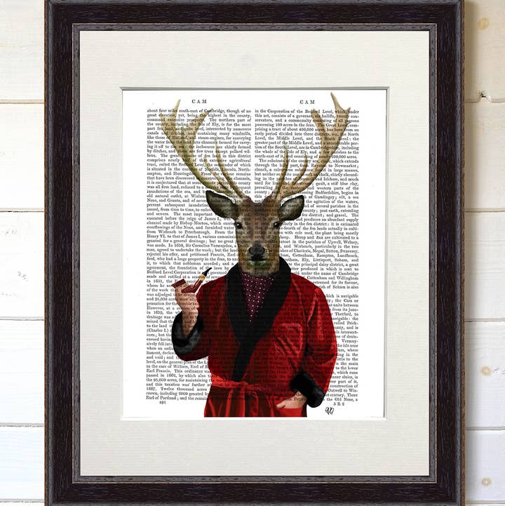 FabFunky Ltd - Vente Affiche d'art - Veste de cerf en fumant, impression de livre/art/art mural4