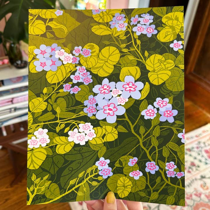 lu bremer design - Wholesale Art Print - "don't forget me" floral plant art print - 8x10