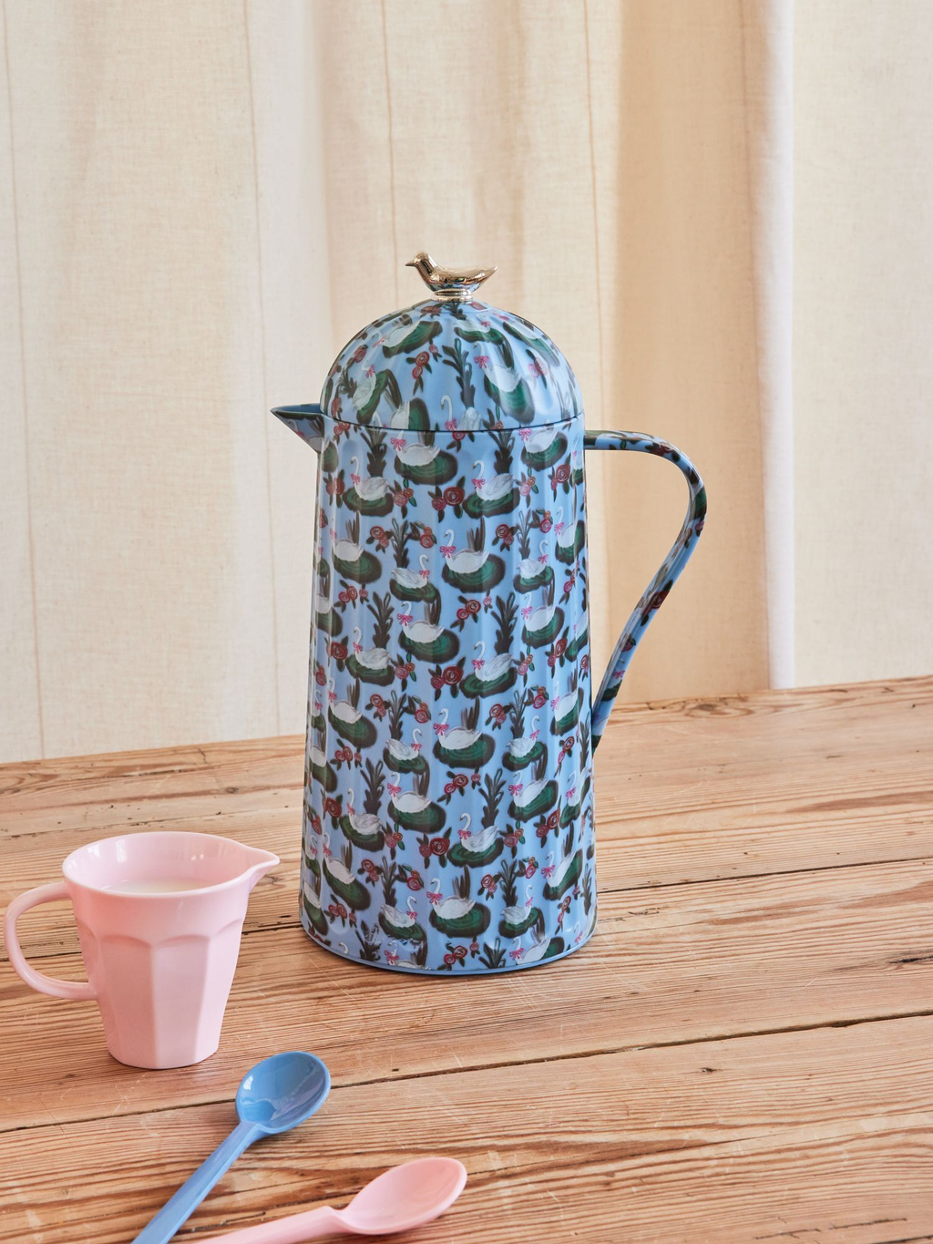 Thermo with Silver Bird Lid With Swan Lake Print for wholesale on Faire2