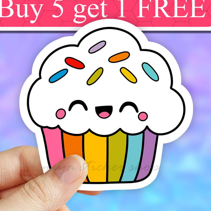 Cute Cupcake Sticker, cake shop decal, kawaii laptop decal for wholesale by Neya Sticker Shop