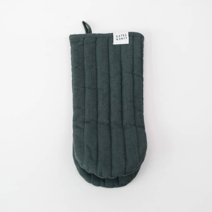 Linen Tales - Wholesale Oven Mitt/Pot Holder - Forest Green Linen Oven Mitt