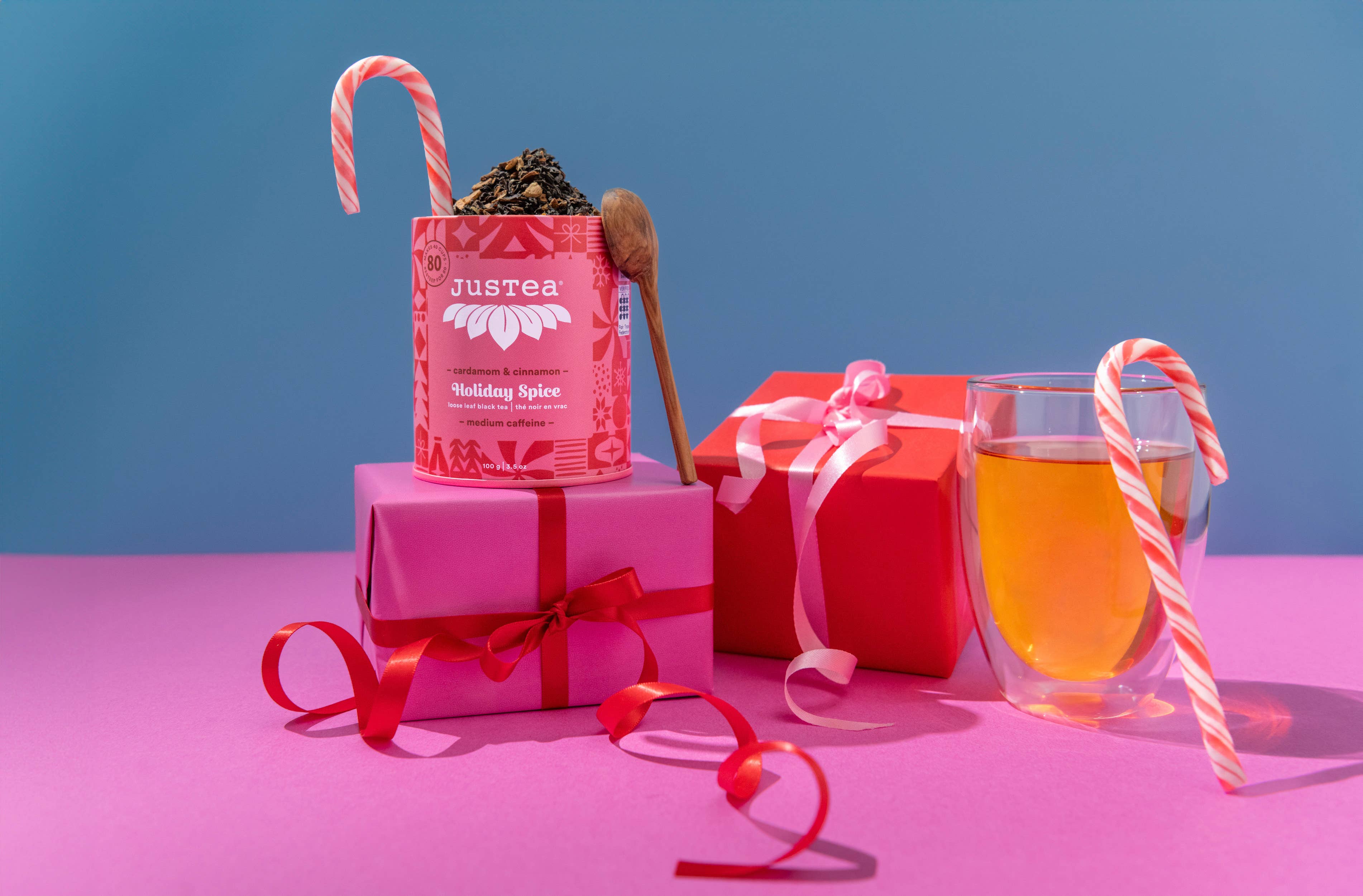 JusTea (No Import Fees to USA) - Wholesale Loose Tea - HOLIDAY SPICE Tin & Spoon - Organic, Fair-Trade, Black Tea5