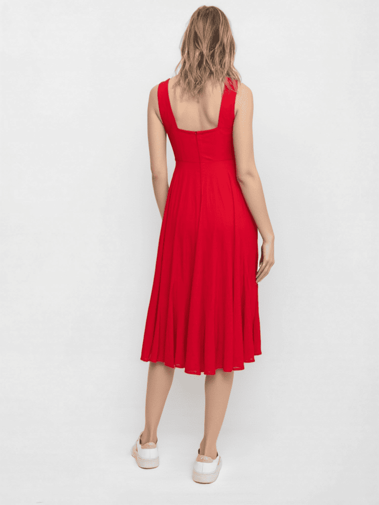 Ariastop.com corporation - Wholesale Dress - Women's - Pure Cotton Red Midi Dress for Women1