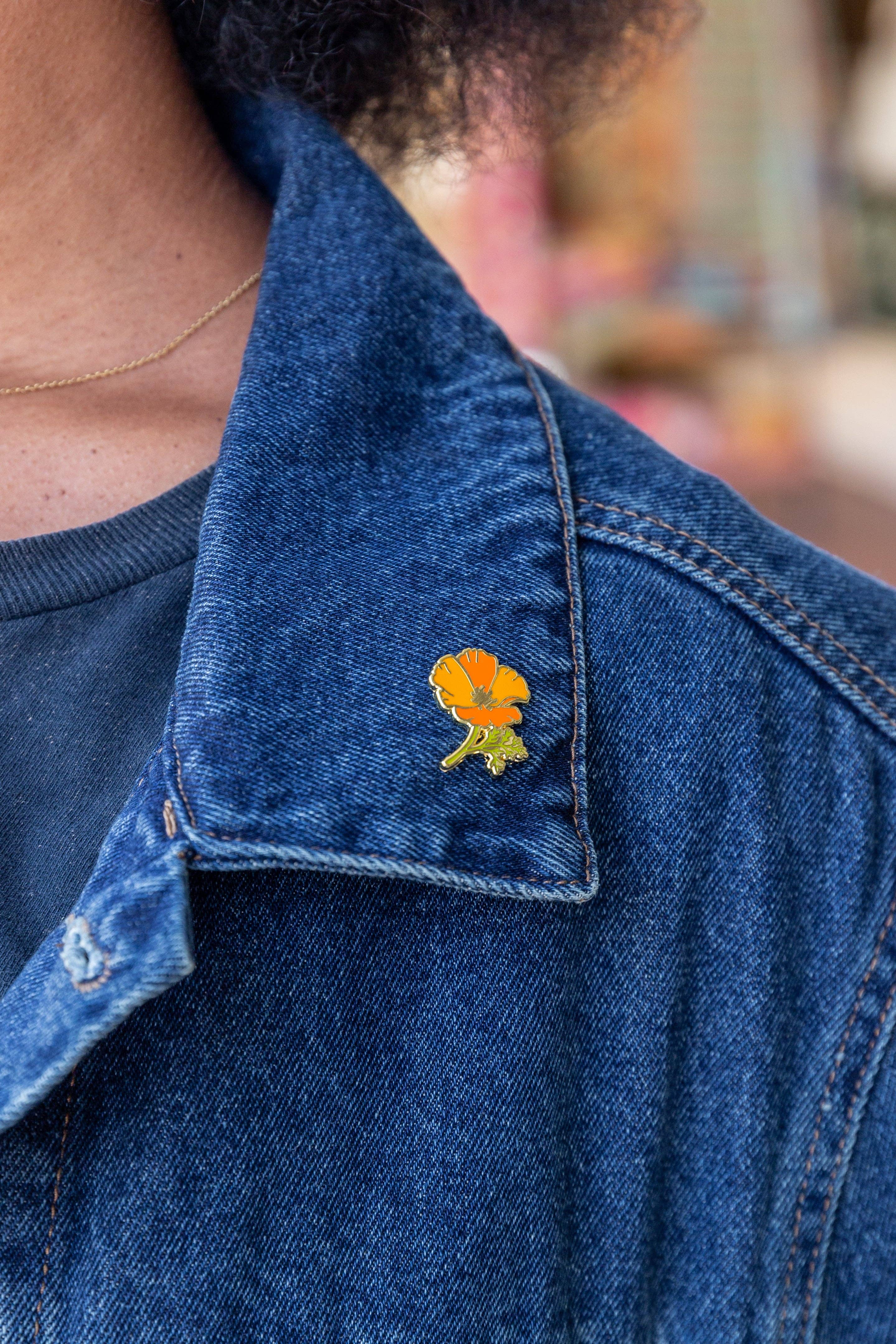 Upper Park Clothing - Wholesale Lapel Pin/Button - California Poppy Enamel Pin1