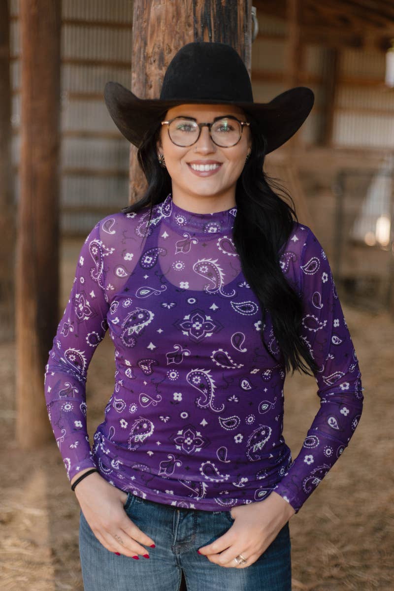 Sterling Kreek – wholesale Blus - Dam – Bandana Babe Lila Mesh