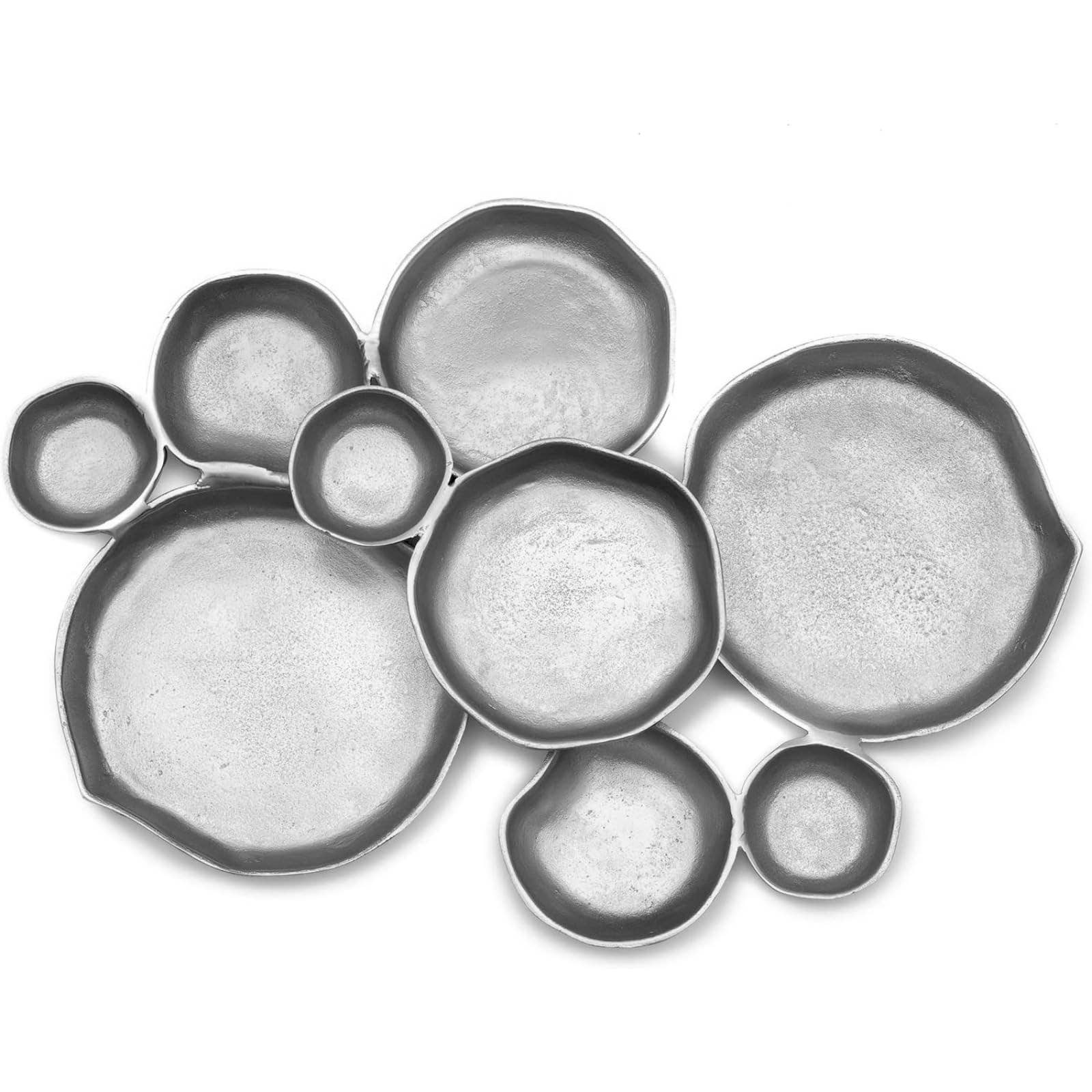 The Wine Savant /  Khen Glassware - Wholesale Decorative Plate/Dish/Bowl - Silver Brass Cluster Bowl – 22" Decorative Snack Tray5