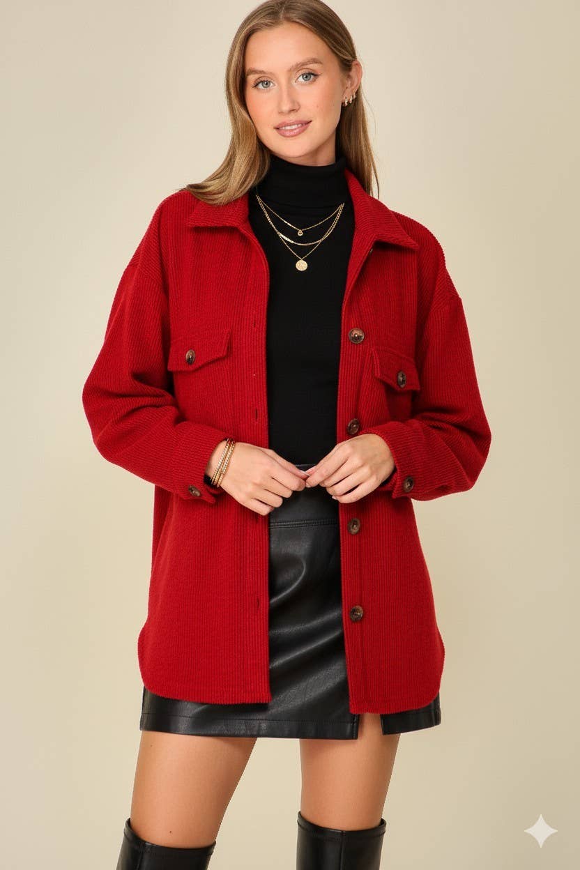 42POPS - Wholesale Shirt Jacket/Shacket - Women's - .Brushed waffle knit shacket16