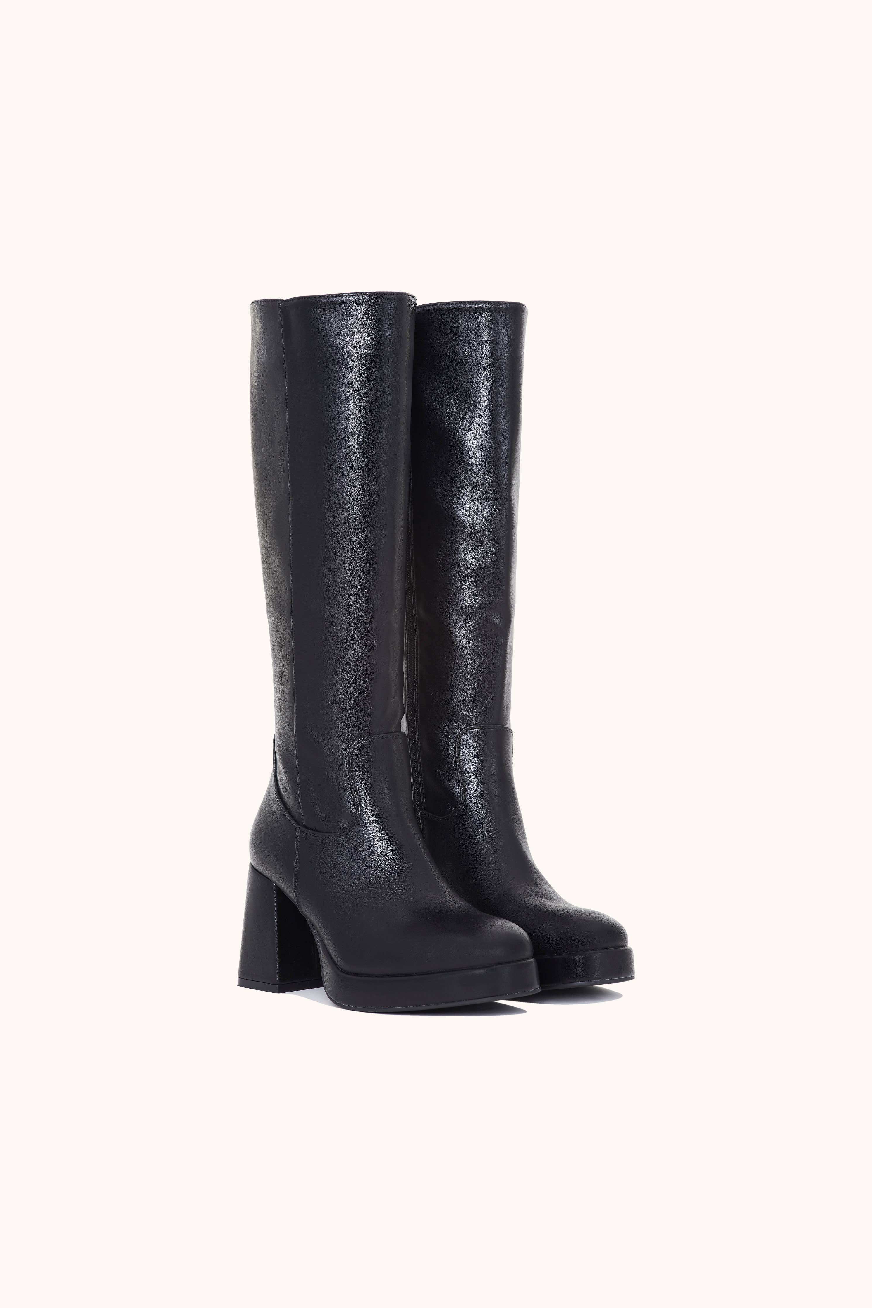 Stephan Paris – Engroshandel Støvler - Dame – Støvler med høje blokhæle i glat kunstlæder3