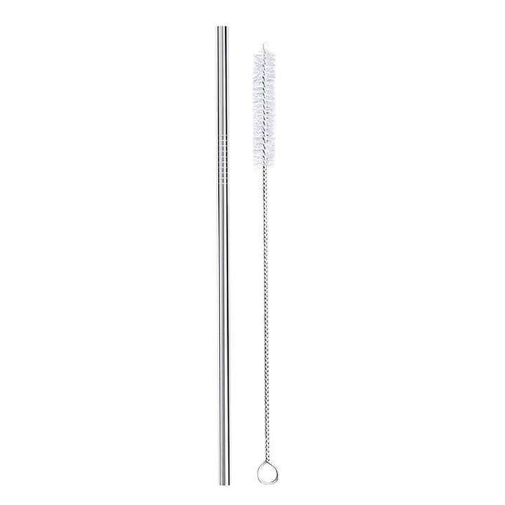 Straight Straw Pack with Vegan Cleaning Brush - Stainless Steel for wholesale by Meals in Steel