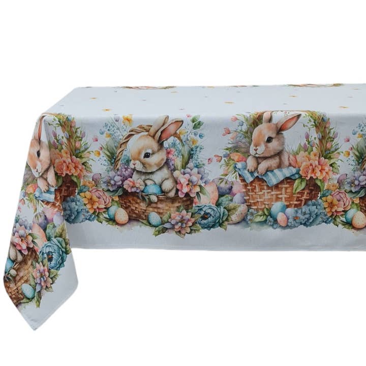 "Pastel Bunnies" Tablecloth Printed in Cotton Blend for wholesale by Lunaria Lab