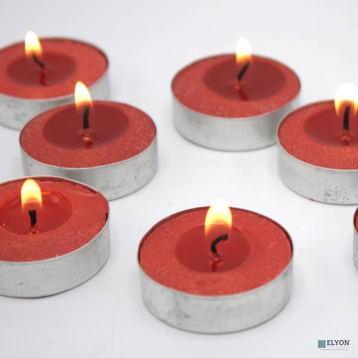 Elyon Tableware® - Wholesale Tea Light Candles - Apple Cinnamon Scented Red Wax Tealight Candles 96/192 Pack2