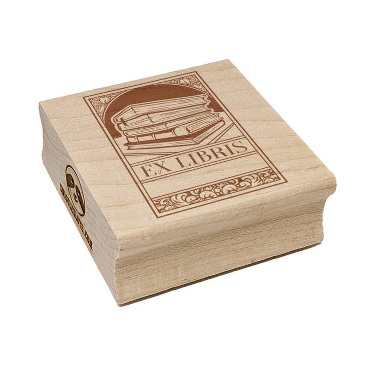 Sniggle Sloth - Wholesale Rubber/Decorative Stamp - Ex Libris Bookplate Stack of Books Reading Square Rubber Stamp for Stamping Crafting