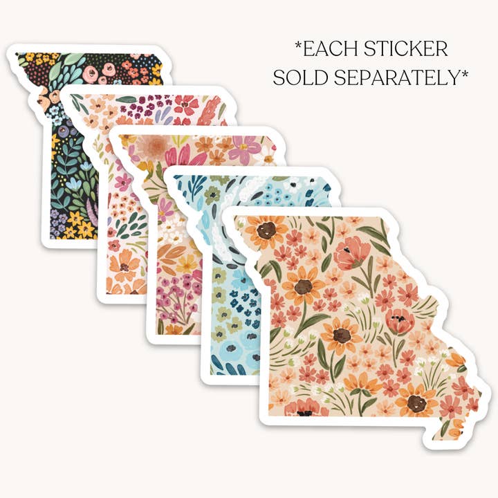 Missouri 3x3in. Floral State Sticker for wholesale by Elyse Breanne Design
