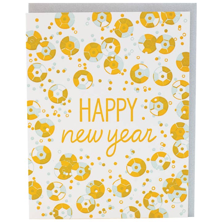 Sparkly Sequins New Year Card for wholesale by Smudge Ink