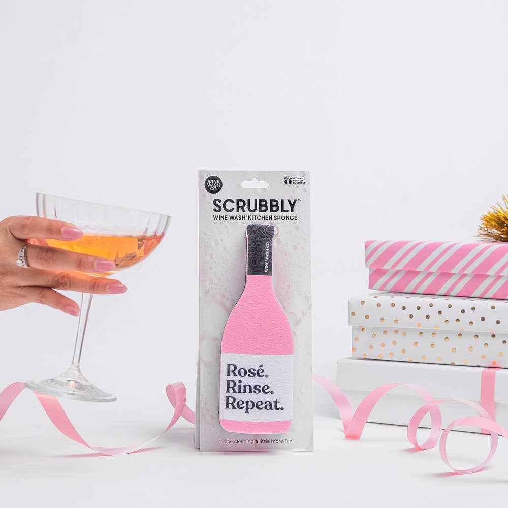 Wine Wash Co. - Wholesale Cleaning Sponge - Scrubbly™ Kitchen Sponge: Rosé Rinse Repeat2