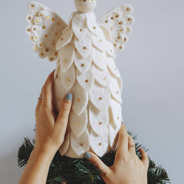 Global Goods Partners - Wholesale Tree Topper - Felt Angel Tree Topper3