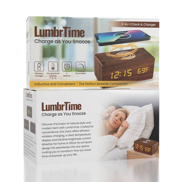 Showcase - Wholesale Charging Dock - LumbrTime Wood Finish LED Clock With Wireless Induction Phone Charger