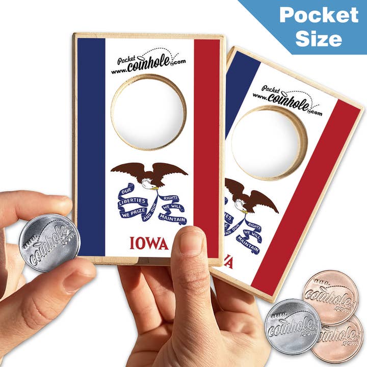 Iowa State Flag POCKET Coinhole® for wholesale by Coinhole