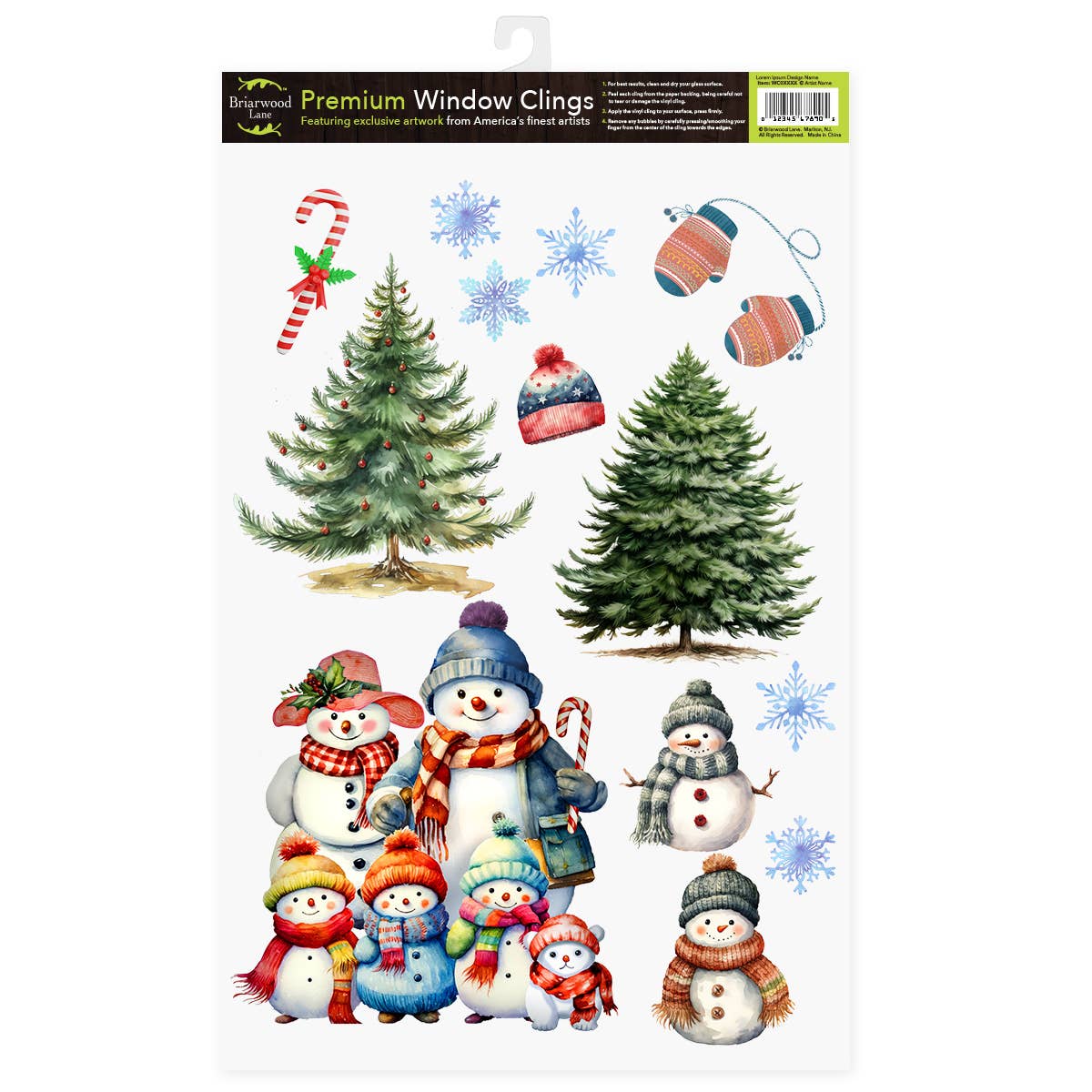 Briarwood Lane - Wholesale Christmas Decoration - Snow Family Window Clings0