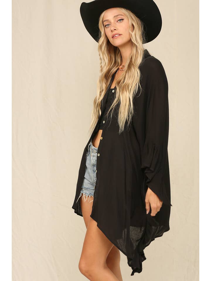 KyeMi - Wholesale Button Down Shirt - Women's - Rayon Crinkle Button Down Tunic Shirt7