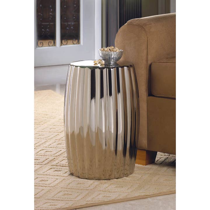 Silver Metal Decorative Stool for Home Decor for wholesale by My Wholesale Gifts