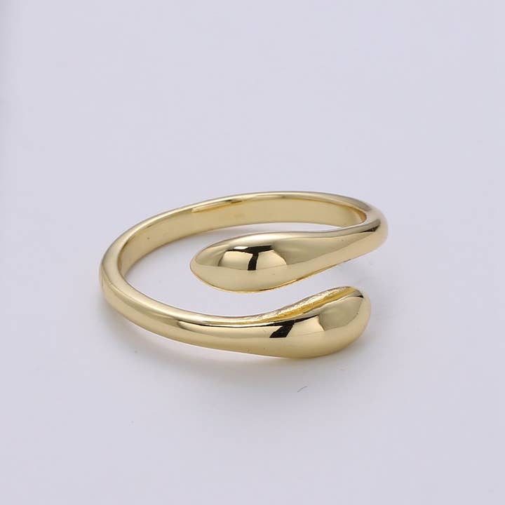 Anillo Ajustable Envolvente Relleno de Oro Minimalista Simple - R-233 para venta al por mayor de Aim Eternal