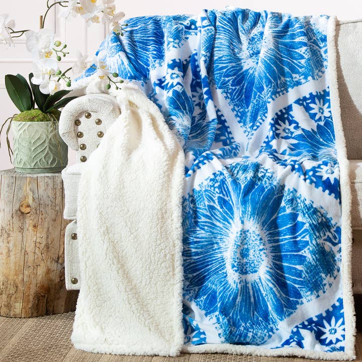 Chakra Blossom Plush Sherpa Throw for wholesale by Carstens, Inc.