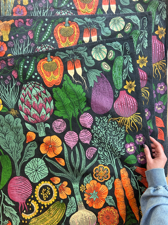 Lili Arnold - Wholesale Tea Towel - Organic Cotton Tea Towel - Midnight Veggie1