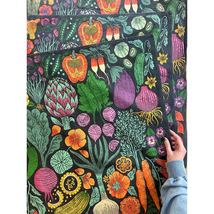 Lili Arnold - Wholesale Tea Towel - Organic Cotton Tea Towel - Midnight Veggie1