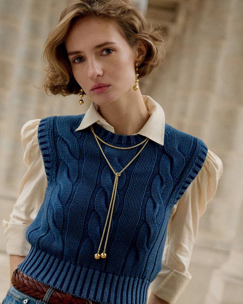 HoopLa - Vendita all'ingrosso Collane a catena e maglie - Collana in acciaio con corda a laccio, nappina a sfera e catena avvolgente Audrey.5