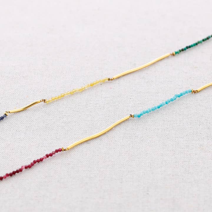 Sonata - Wholesale Beaded/Pearl Necklace - Tubitos Piedras Steel Long Necklace