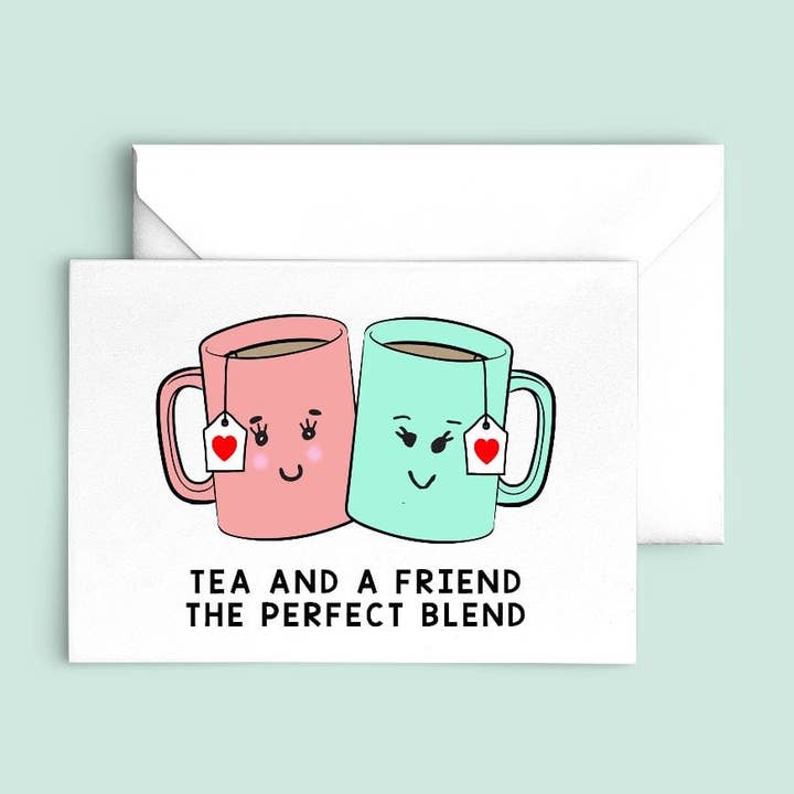 'Tea and a Friend' Card for wholesale by Of Life & Lemons