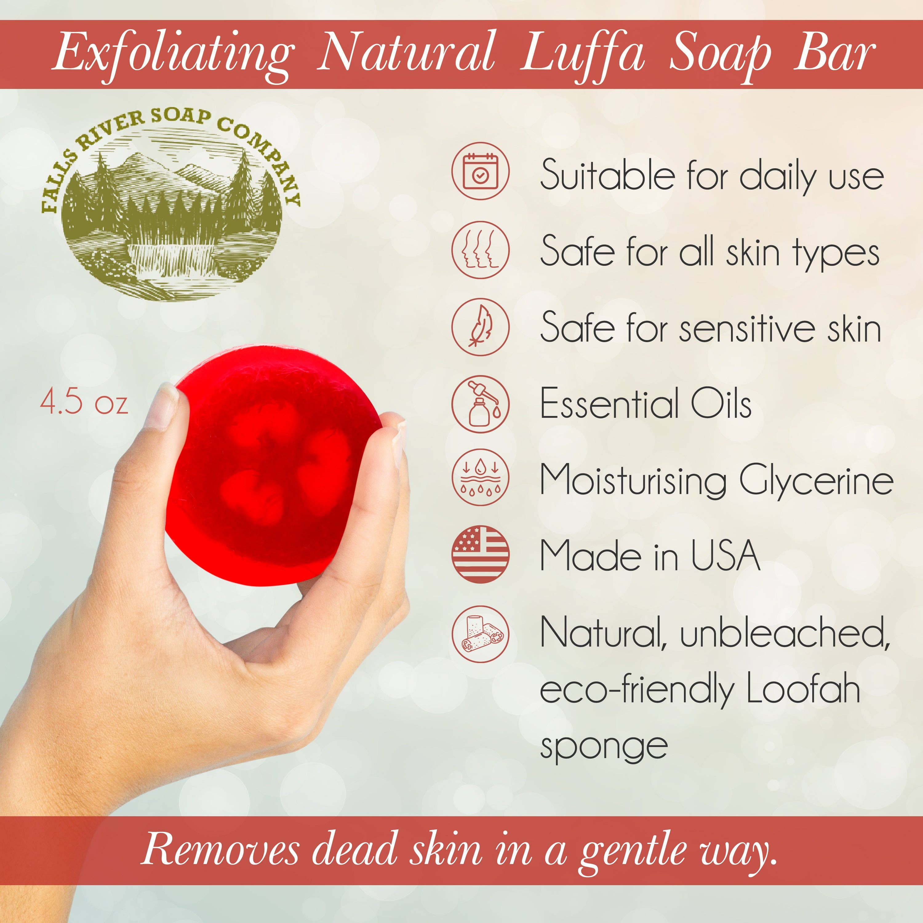 Falls River Soap Company - Wholesale Bar Soap - Watermelon 4 Oz Natural Luffa Soap Bar - Exfoliating Soap with Loofah Inside - Eco-Friendly, Natural Soap with Loofah Inside - Falls River Soap Company2
