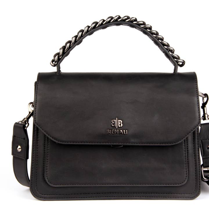 Sac à bandoulière à rabat avec chaîne et poignée supérieure Bienali™ Bayla Couture pour la vente par Bienali